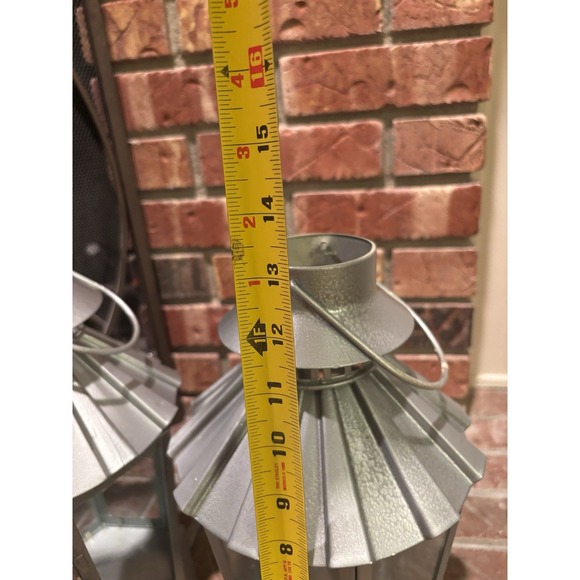 Two Silver Glass‎ with Door 13" Wedding  Decor Candle Holders Lanterns - Picture 2 of 6